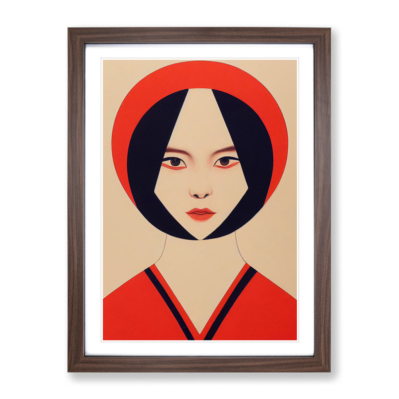 French Girl - Single Picture Frame Print, 34cm H x 25cm W x 2cm D, Walnut