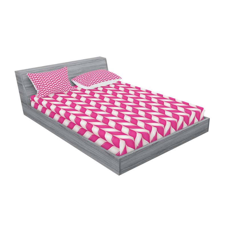 Microfiber Chevron Sheet Set, Queen Sheet Set with Fitted Sheet