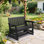 Banc oscillant en bois de sapin à double assise avec dossier floral