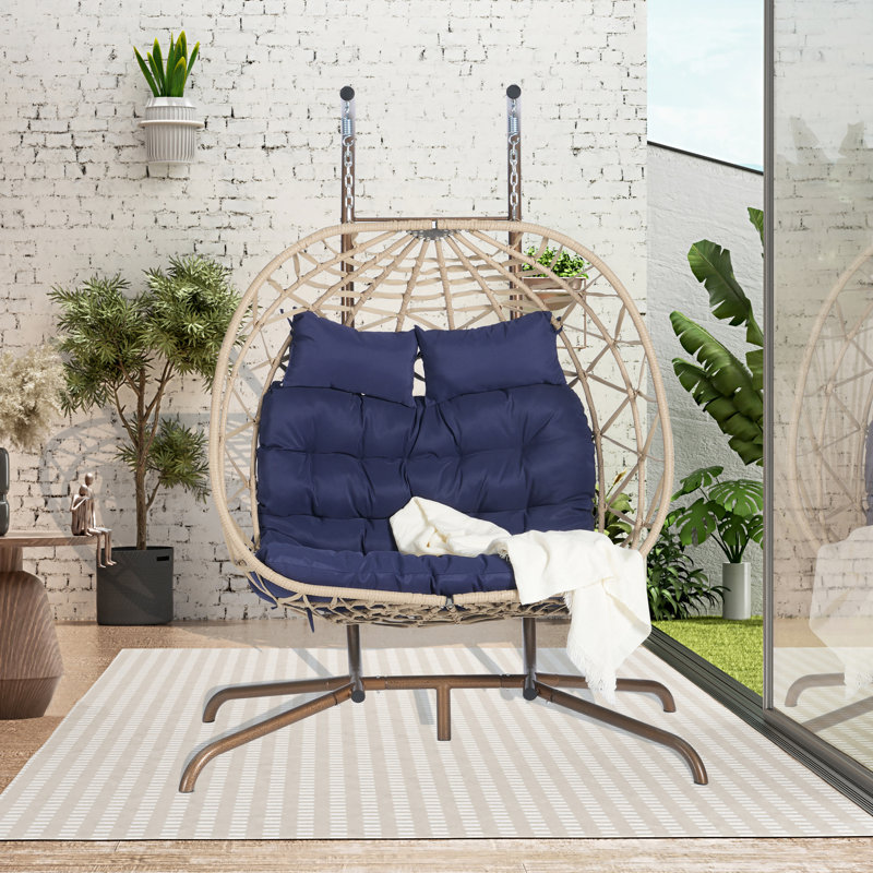 Fauteuil à œufs d'extérieur: tissé à la main, structure en fer, coussins respirants pour la terrasse du balcon - chambre à coucher