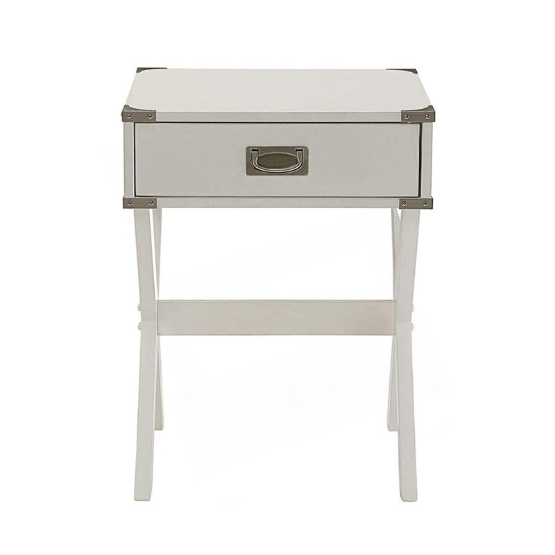 Table d'appoint avec 1 tiroir, Blanc
