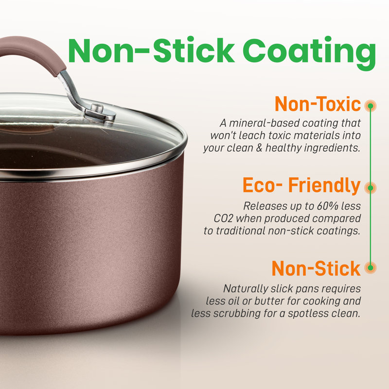 14-Piece Brown Non-Stick Aluminum Cookware Set
