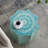Stool with Capiz Design, Blue Multi