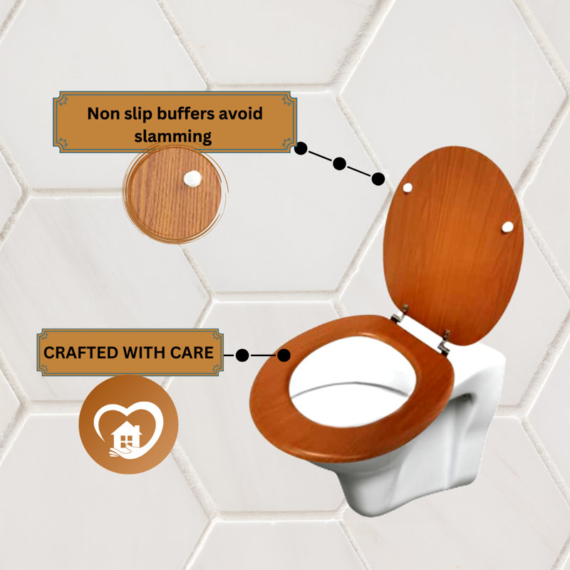 Ackryod Soft Close Elongated Standard Toilet Seat, Brown