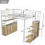 Lit mezzanine double en métal avec bureau, tablettes et garde-robe-51180563