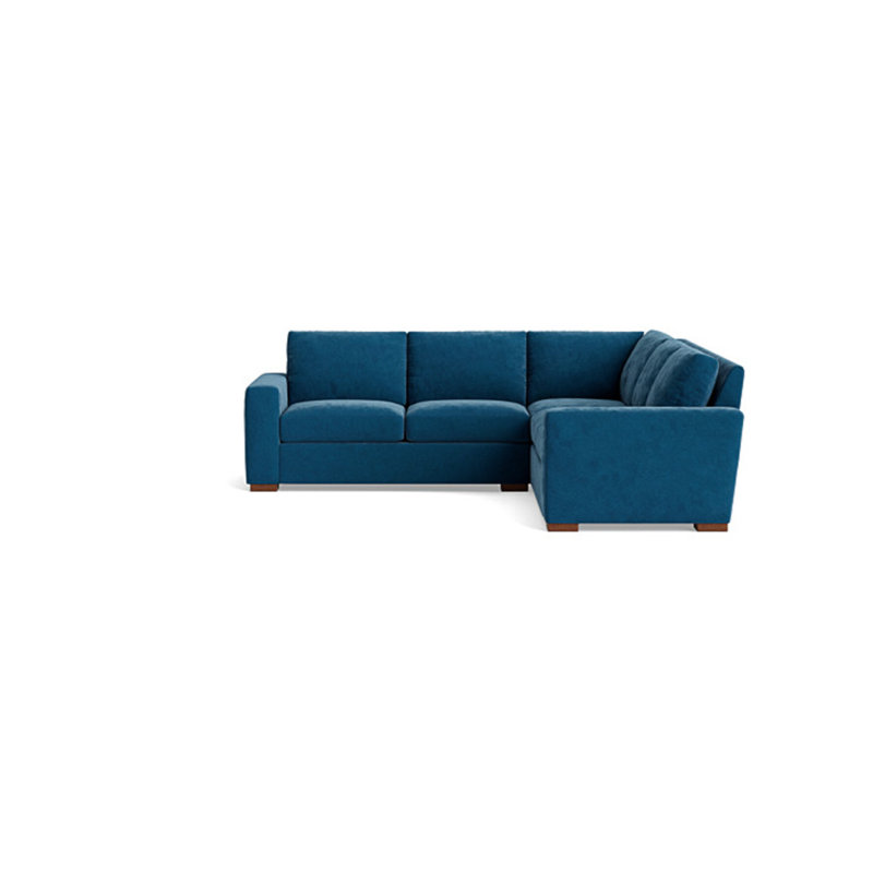 Couch Potato Sectional, Performance Velvet - Denim, Right Hand Facing