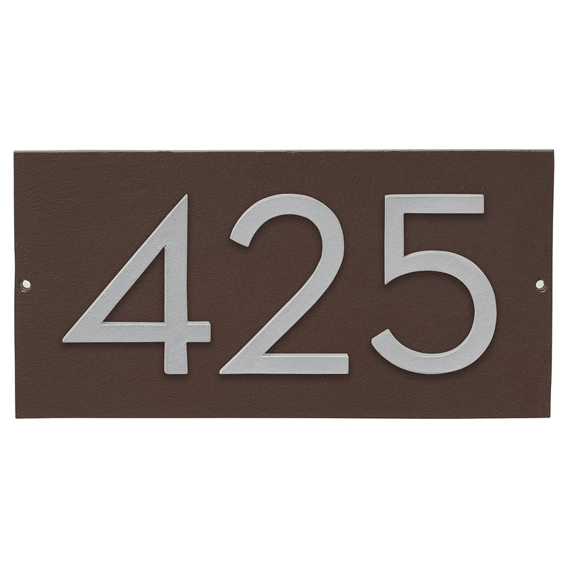 Plaque d’adresse murale flottante linéaire, Oui, Bronze romain, Argent
