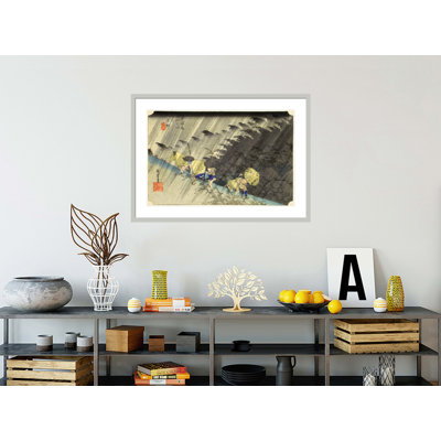 Shono: pluie battante des Cinquante-trois stations sur la route de Tokaido par impression giclée encadrée