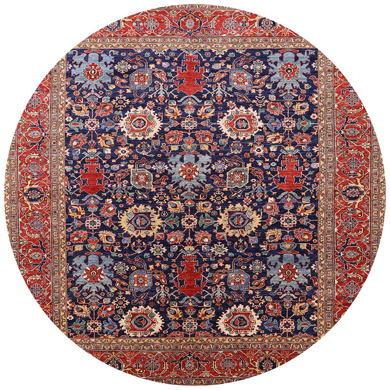 Tapis rouge / mauve, Rond 6 pi