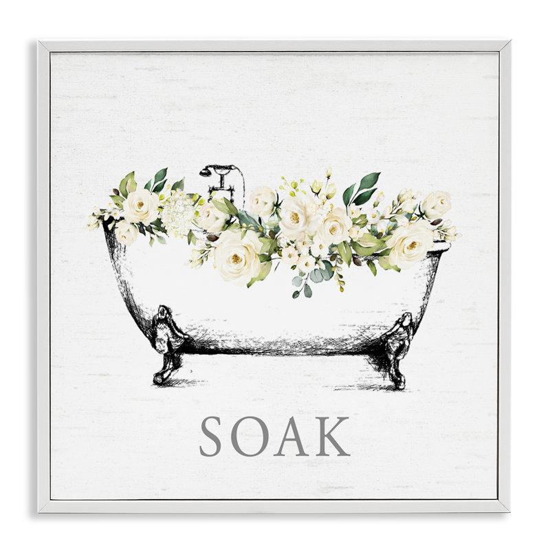 Toile à motif floral Soic Floral, giclée par Design, H 24 po x l 24 po, Estampe numérique encadrée blanc bord de mer