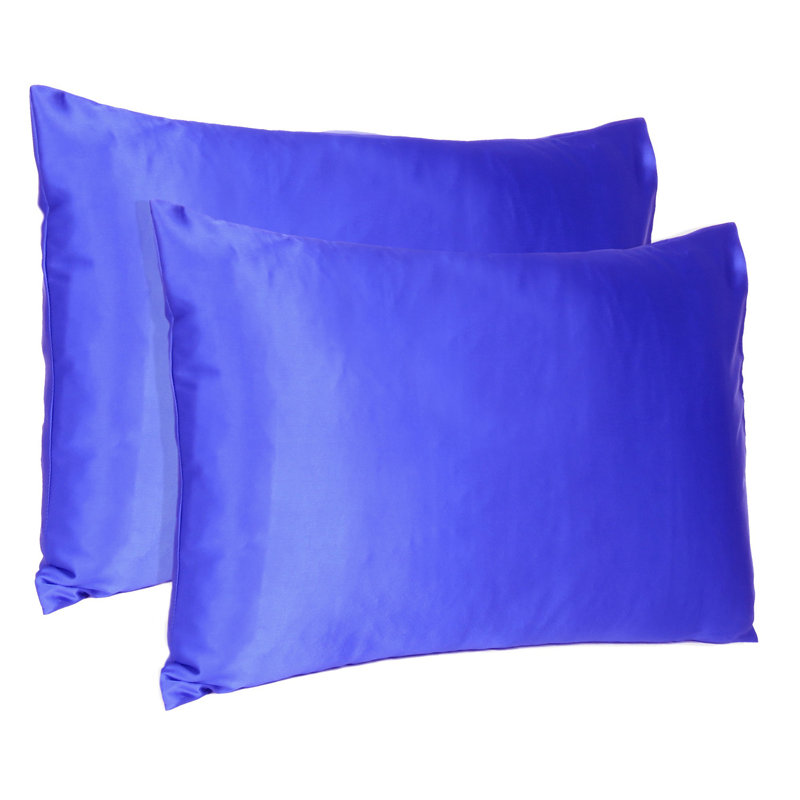 Taie d'oreiller en satin , Standard, Bleu royal
