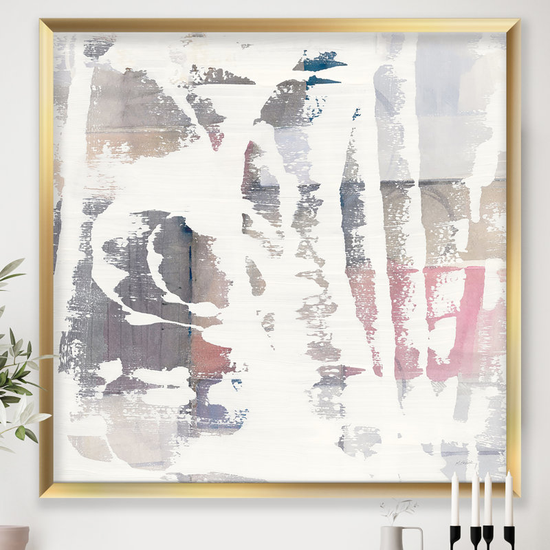 Cadre photo "white out geometric" , reproduction d’art sur toile, Cadre doré, H 30 po x l 30 po x P 1 po