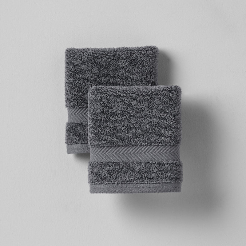 Rane Plush Cotton Washcloth, Charcoal