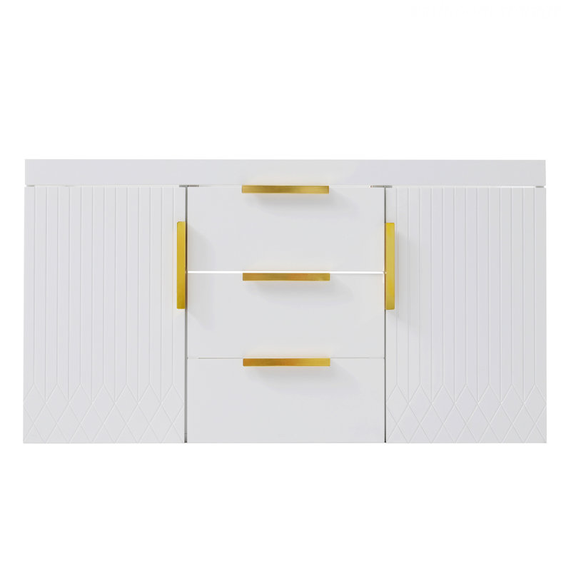 Armoire de rangement murale moderne, 2 tiroirs en bois, Blanc