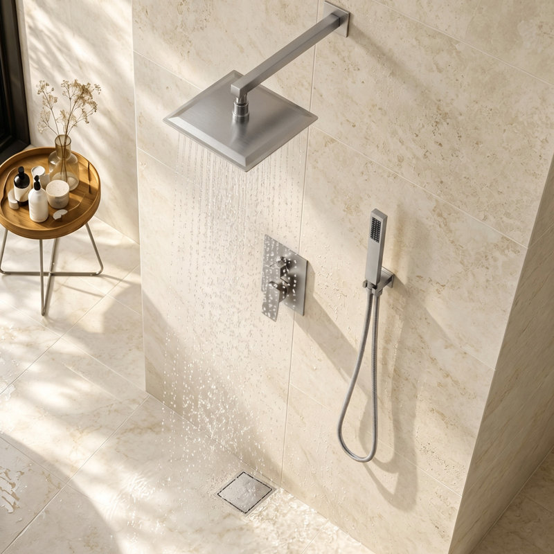 5.9" Square Shower Drain, Brushed Nickel