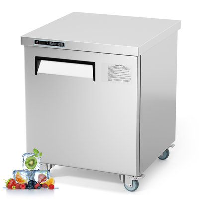 Commercial Sandwich/Salad Refrigerator, 7.42/12.85 Cu. Ft Prep Table Steel Food Prep Station Fridge with Cutting Board 8 Pans and Lock, Fan Cooling Mega Top Fridge for Restaurant, Bar, Shop
