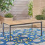 Table de salle à manger rectangulaire pour l'extérieur avec plateau en faux bois et structure en métal, table de patio résistante aux intempéries