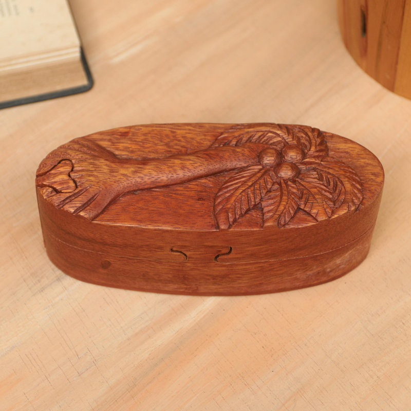 Boîte décorative en bois à puzzle de noix de coco
