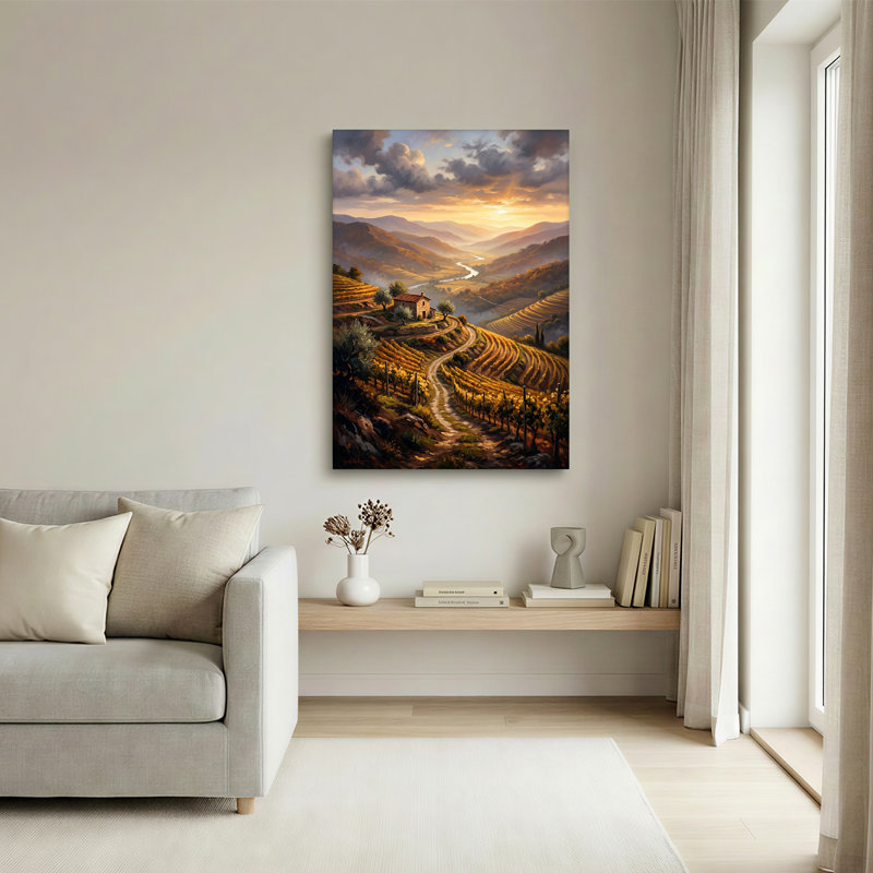 Art mural sur toile, terrasses et vignes, H 24 po x l 16 po
