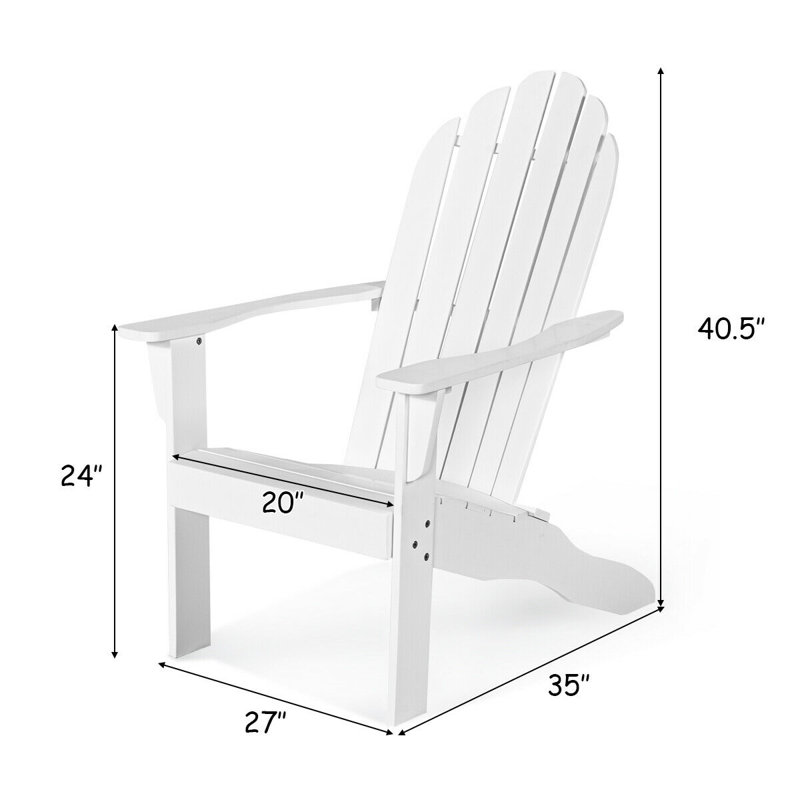 Edaline Acacia Outdoor Adirondack Chair, White