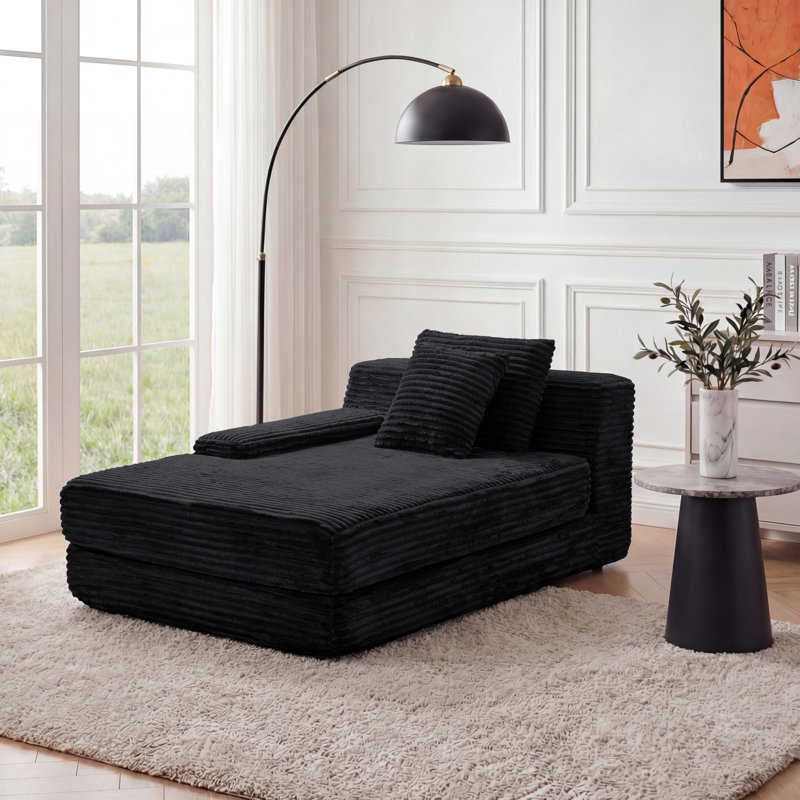 Très grande chaise longue d'intérieur Eliam, Noir