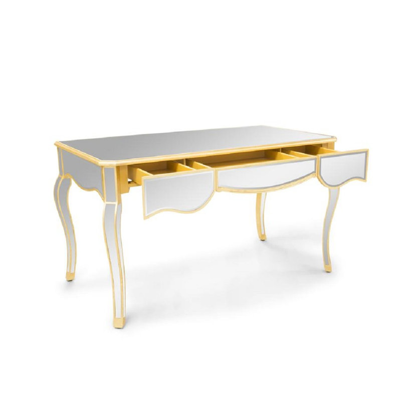 Table de coiffeuse en verre de qualité supérieure avec 3 tiroirs à fermeture en douceur Mader 