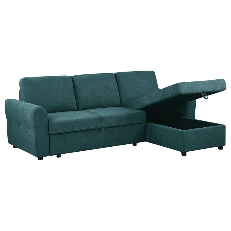 Canapé-lit modulaire avec rangement Kenna, Tissu bleu sarcelle