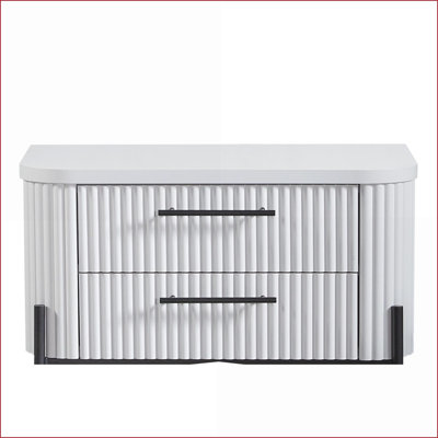 Modern 2-Drawer White Nightstand with USB-C Charging
