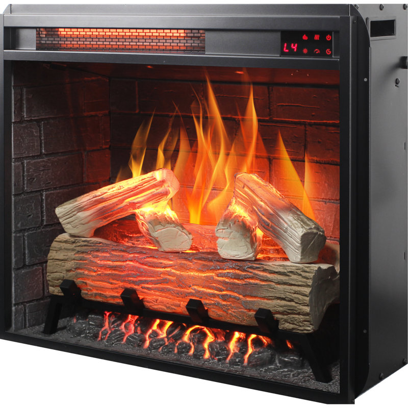 Foyer électrique encastrable avec 1 500 W de chaleur et 400 Pi. Bûche chauffante 23 pouces 5 niveaux de réglage de la couleur de la flamme