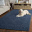 Tapis bleu marine en laine / coton touffeté à la main Pimentel-2122788975