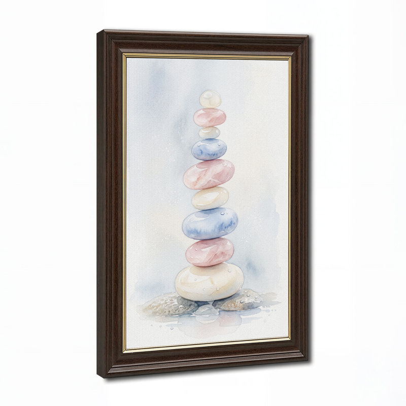 «Stacked Stones in Pastel», reproduction d'art sur toile, H 24 po x l 16 po