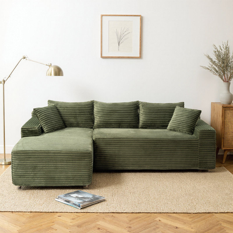 Canapé modulaire 94,5 po Cloud - modulaire en L avec méridienne réversible, aucun assemblage requis - velours côtelé, canapé d'angle à siège profond - minimaliste moderne pour le salon, la chambre à coucher, un appartement
