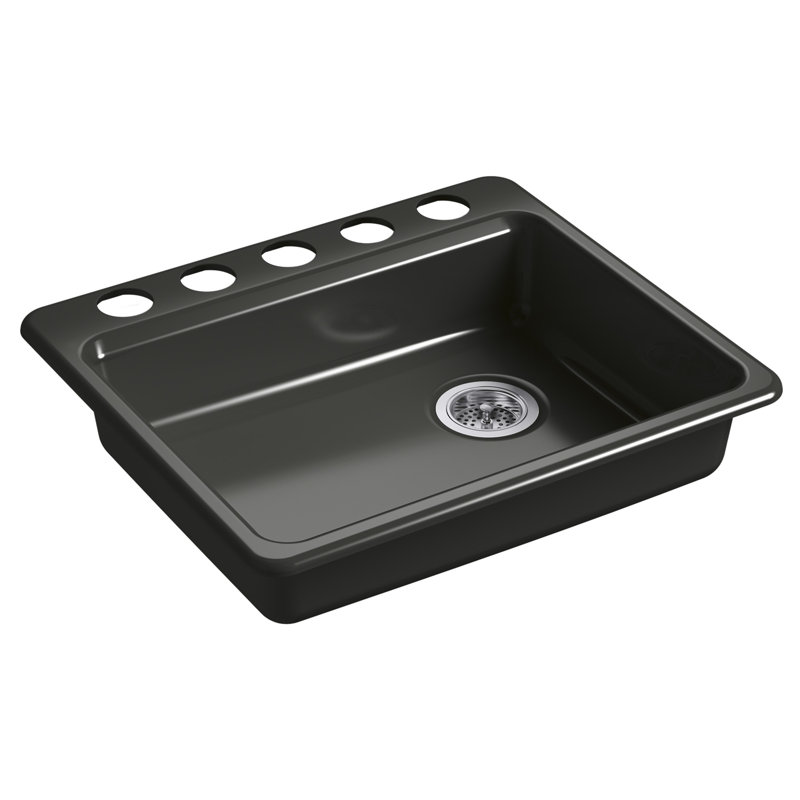 Riverby 25" L x 22" W Undermount Single Bowl Kitchen Sink, Caviar