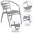 Amlie 23.5" Square Glass Metal Table with 2 Metal Aluminum Slat Stack Chairs-1682800645