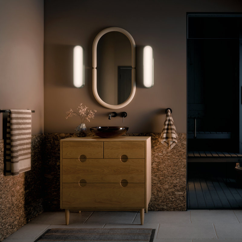 Barre d'éclairage de salle de bain à DEL 18,75 po avec verre blanc Dickel de Daines, H 4,75 po x l 18,75 po x P 2,5 po