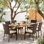 Hodges 6 - Person Acacia Wicker Patio Dining Set with Rectangular Table