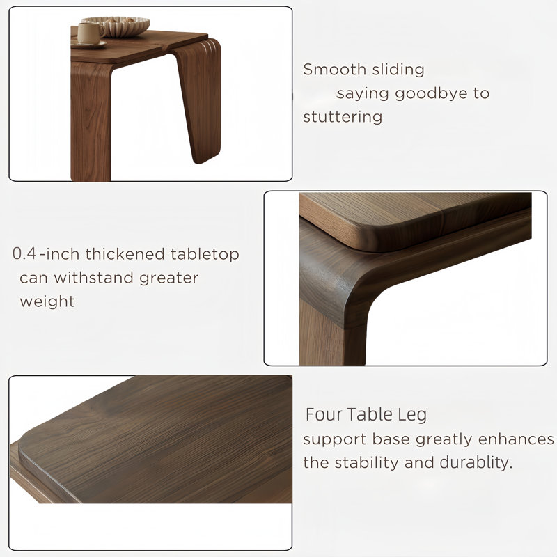 Black Walnut Square Coffee Table Modern Geometric Small Side Table