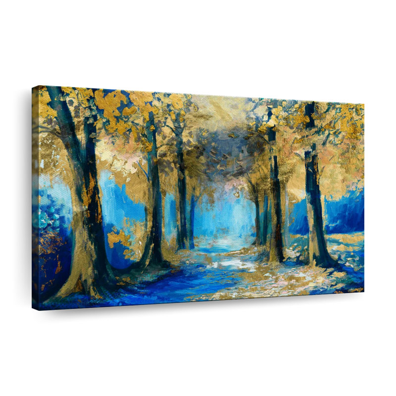 Forêt abstraite - reproduction sur toile tendue, H 16 po x l 24 po x P 1,25 po