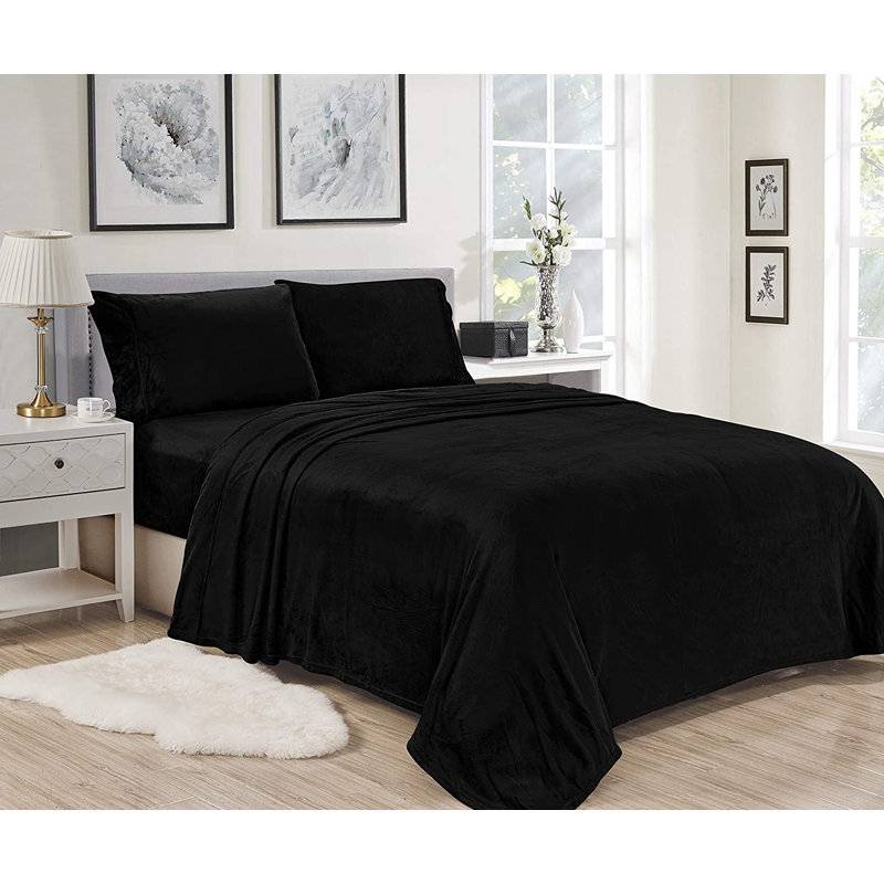 Ensemble de draps en microfibre Lillith, Noir