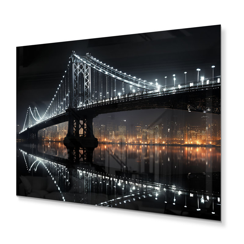 Pont noir de lumière - reproduction d'architecture sur métal, H 30 po x l 40 po x P 1 po