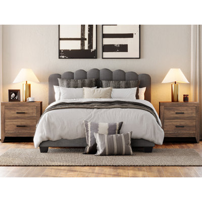 3-Piece Bedroom Set With 2 Nightstands And Adjustable Headboard Bed by Winston Porter