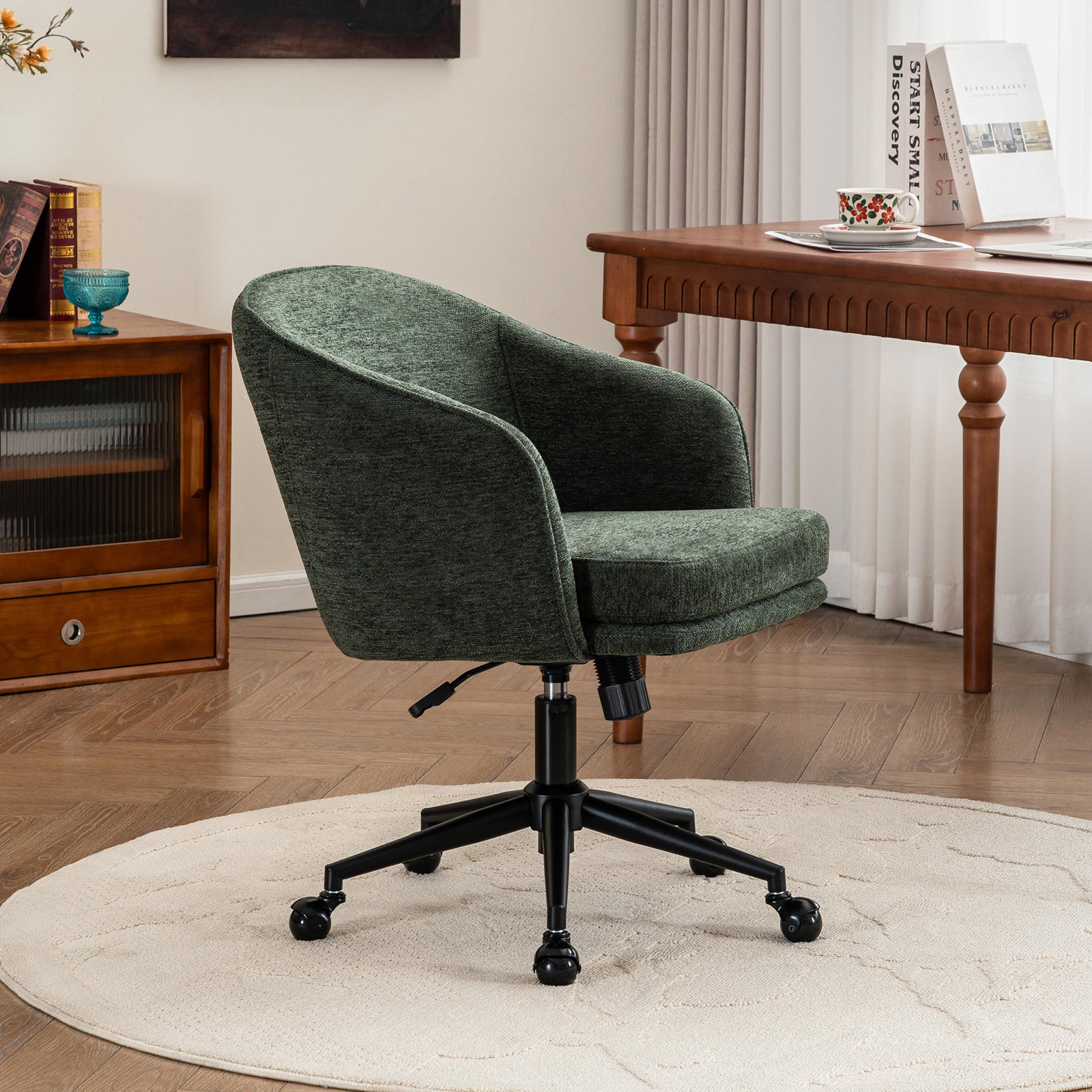 Toscani Office Chair with Lumbar Support, Green Chenille