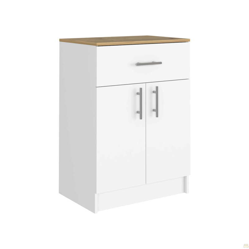 Armoire pour garde-manger filet, un tiroir, Blanc / Chêne clair