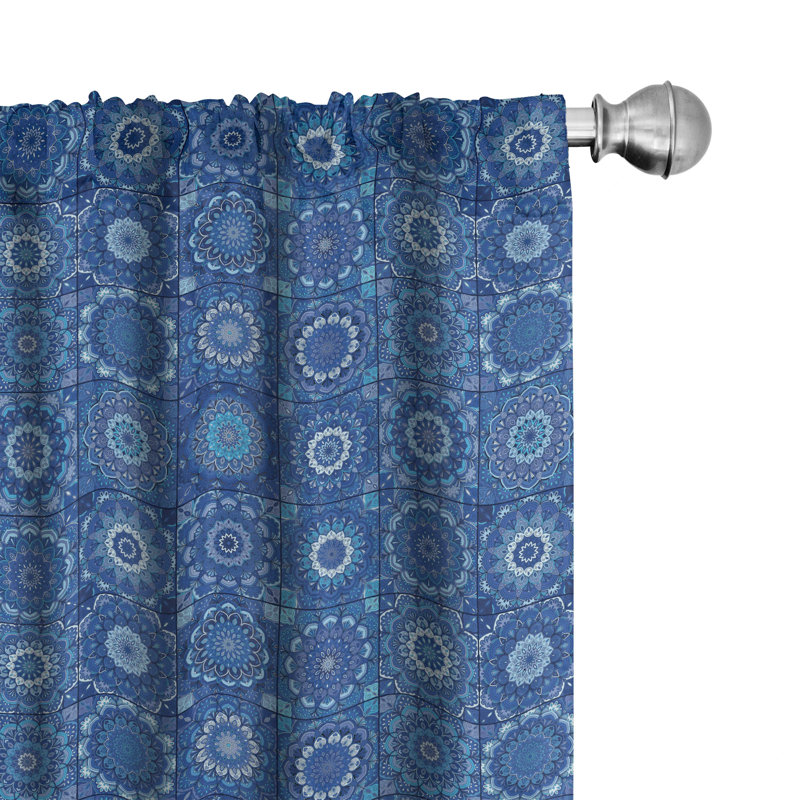 Mandala Floral Semi-Sheer Rod Pocket Curtain Panels, 28" x 84"