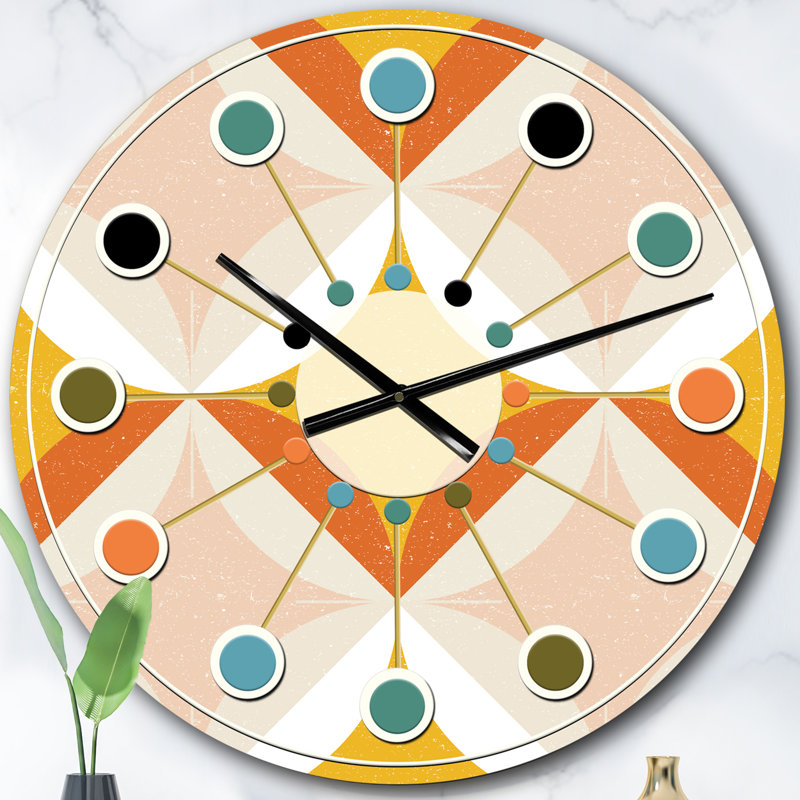 Horloge murale rétro Mid-Century, Surdimensionné