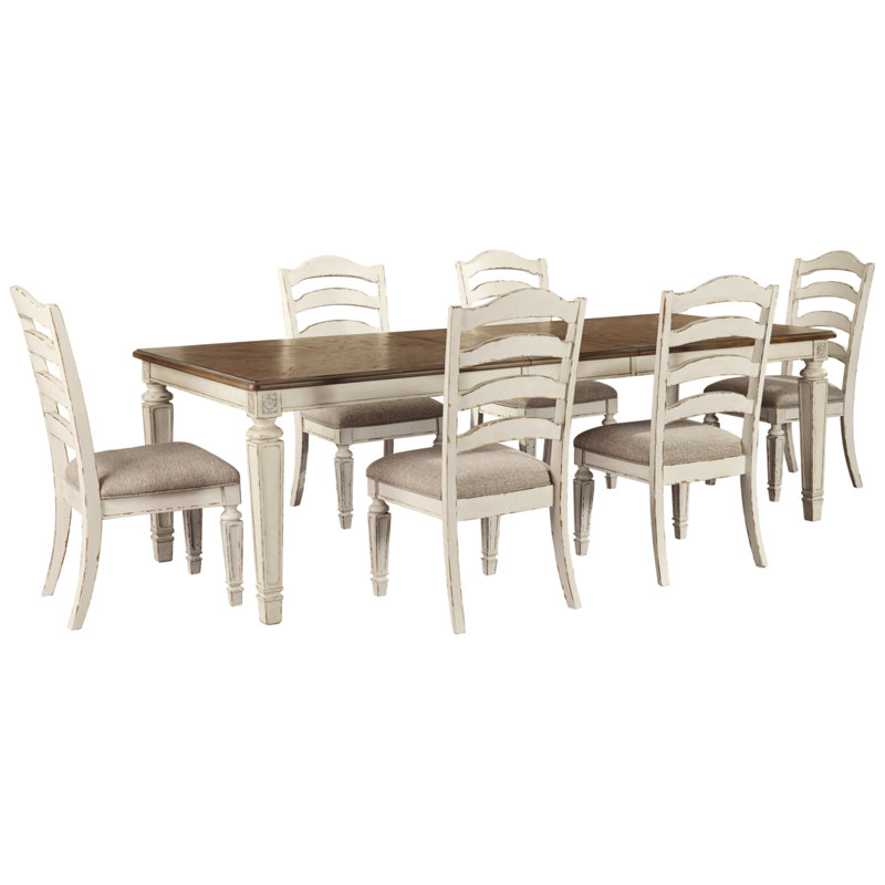 Dazhane Extendable Four Leg Dining Set, 7 Pieces: Table, 6 Chairs