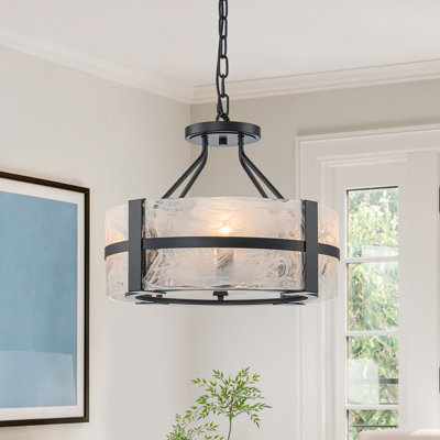 White Mist Cloud Glass Drum Chandelier
