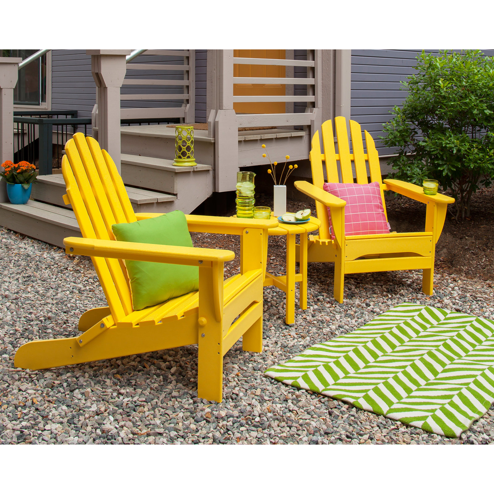 POLYWOOD® Classic Adirondack 2-Person Patio Seating Group, Lemon