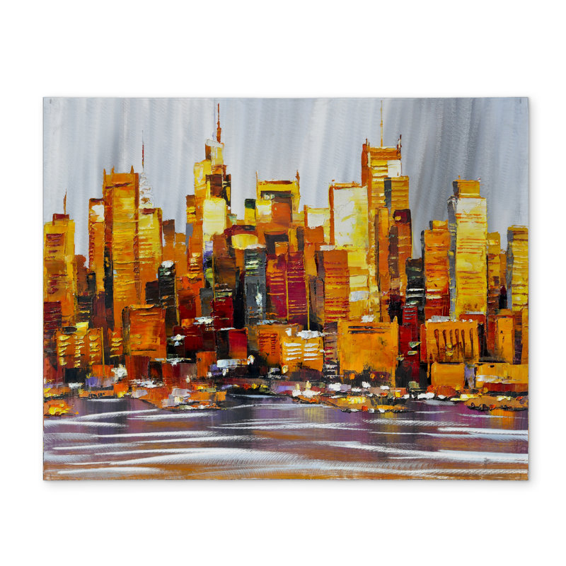 Bedroom Cities Gray Polyester Placemat - Orange Buildings Decor