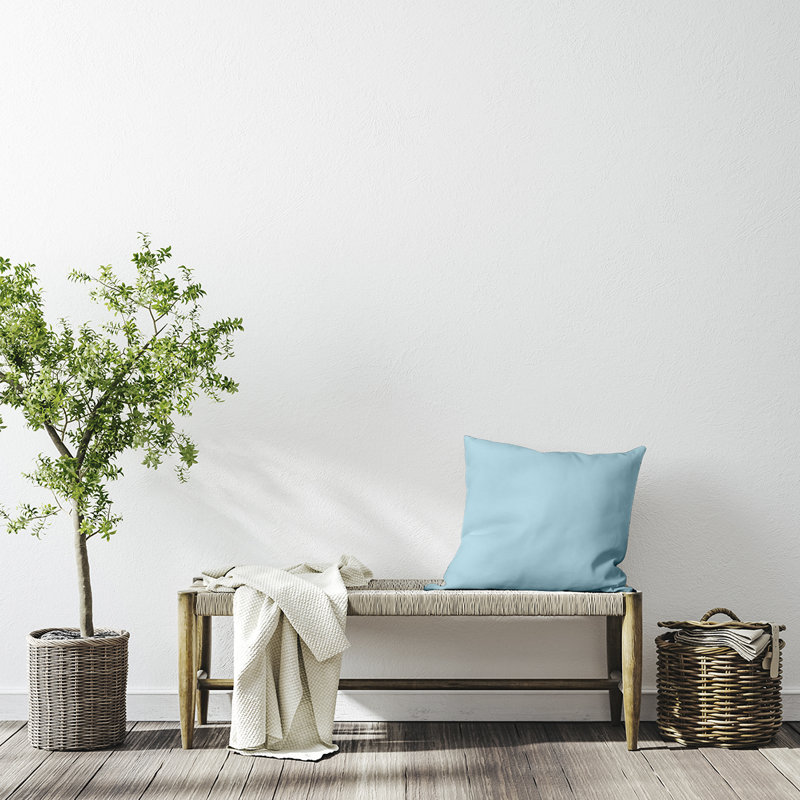 Housse de coussin Ajibola, Bleu pâle, 16 po x 16 po, Polyester/ bourre en polyester